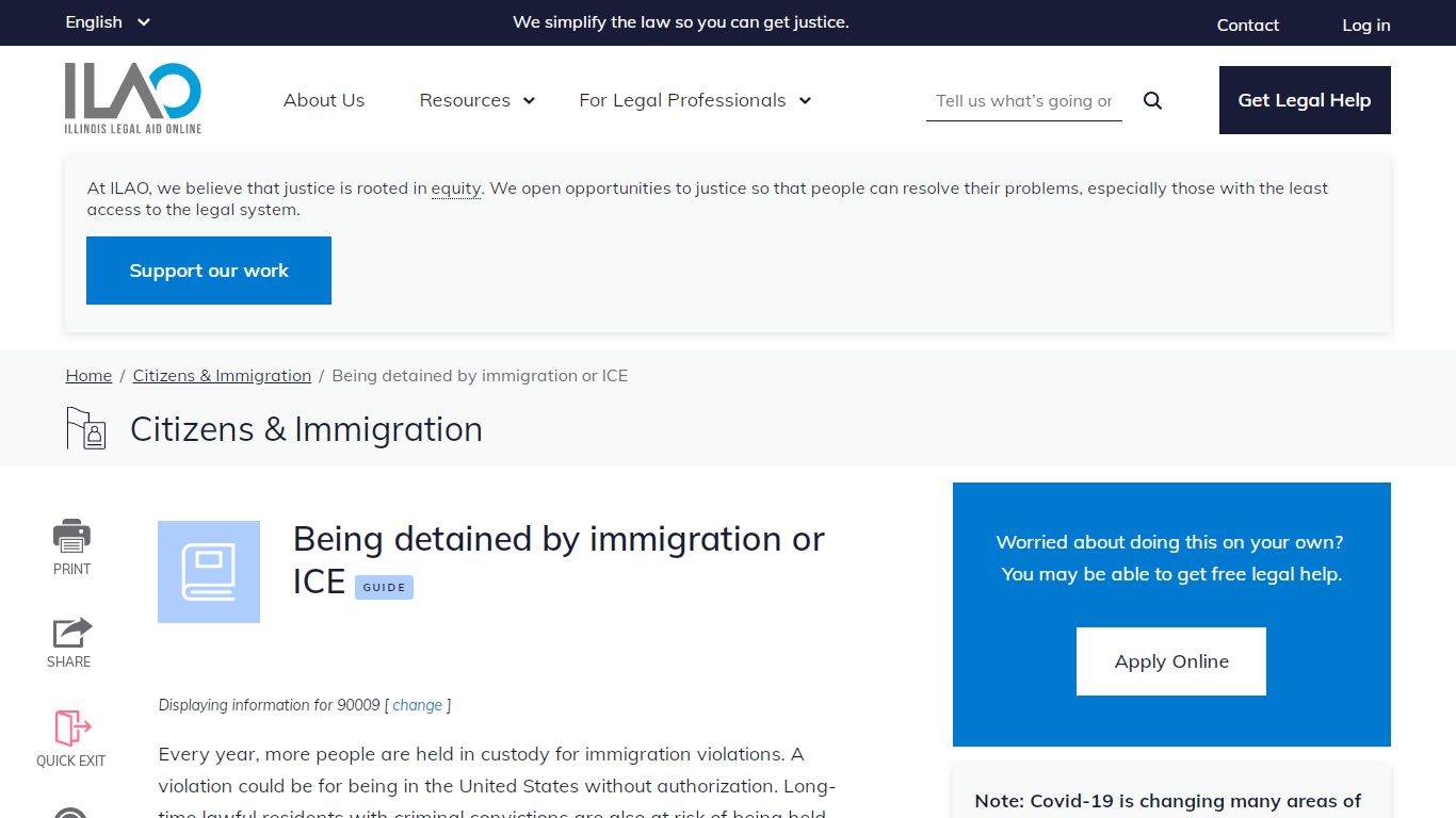 Being detained by immigration or ICE | Illinois Legal Aid Online